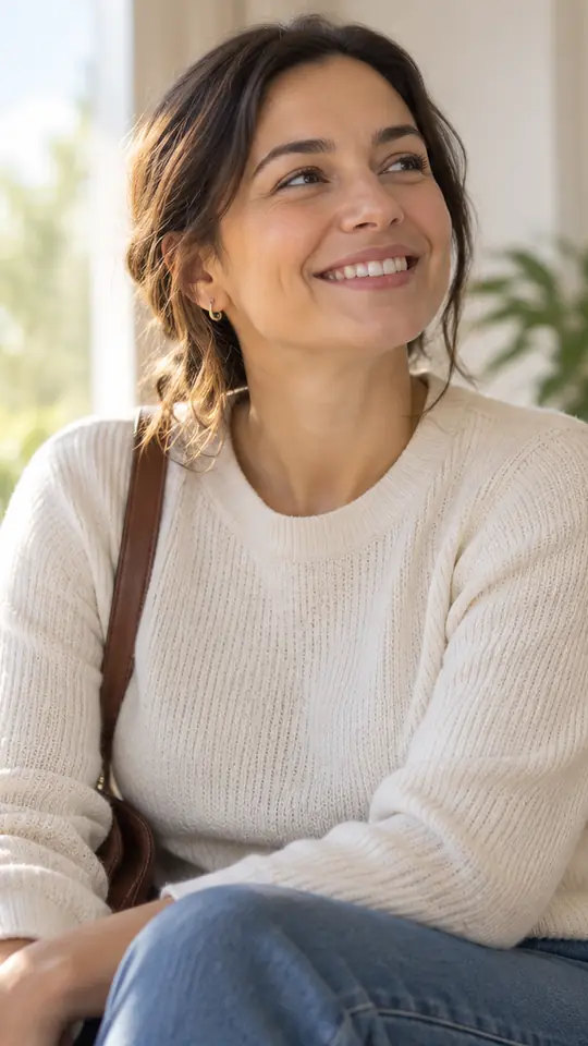 Paciente sonriendo en la sala de espera