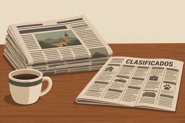 Periódico abierto en la página de clasificados